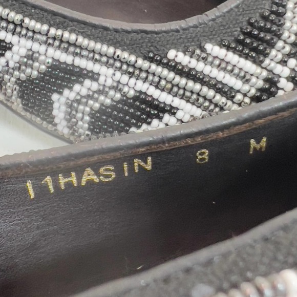 Donald J Pliner Hasin Glass Beaded Ballet Flats Shoe - Black/White/Gray -Women 8 - Picture 11 of 11